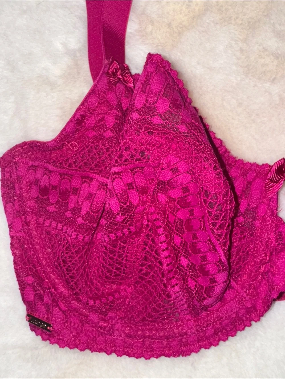 Valege Underwire Lace Bra Unlined Fuchsia Pink Women’s EU 75D US 34D